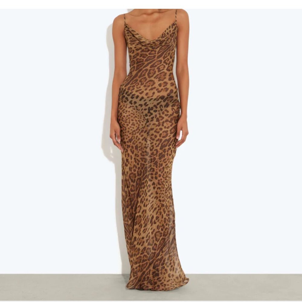 Rat & Boa Valentina Leopard-print Dress, Size Small